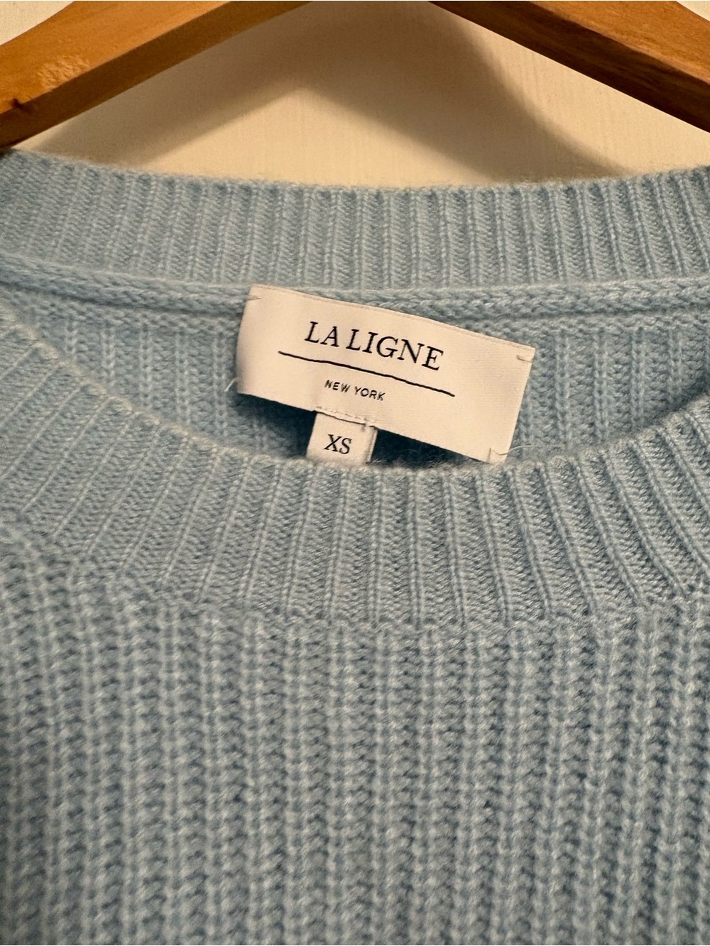 La Ligne Mini Toujours Light Blue Ribbed Crewneck Sweater -XS - Picture 3 of 6